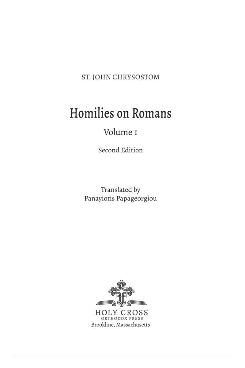 Homilies on Romans: St. John Chrysostom, Volume 1