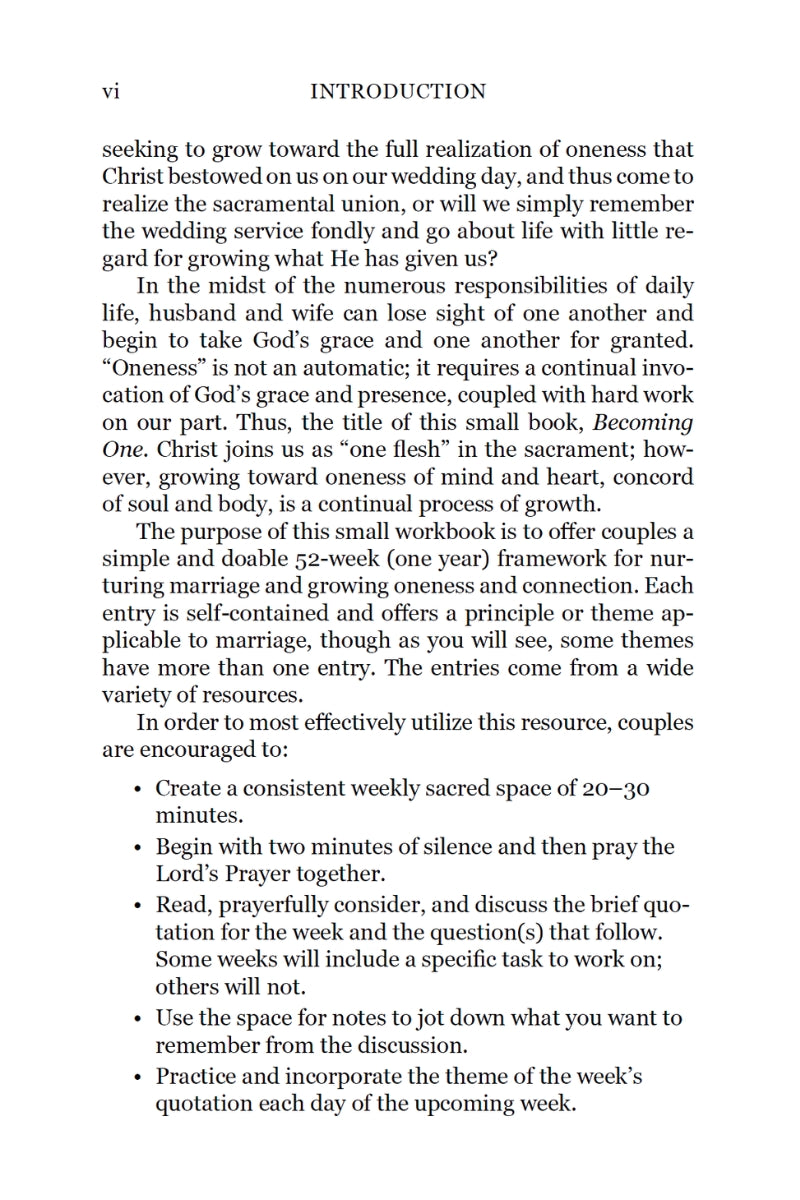 Becoming One: Weekly Insights to Nurture Your Marriage