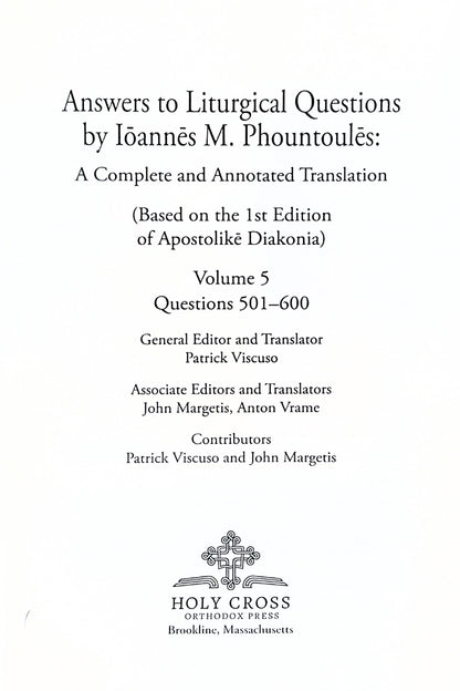 Answers to Liturgical Questions: Volume 5 - Questions and Answers 501-600