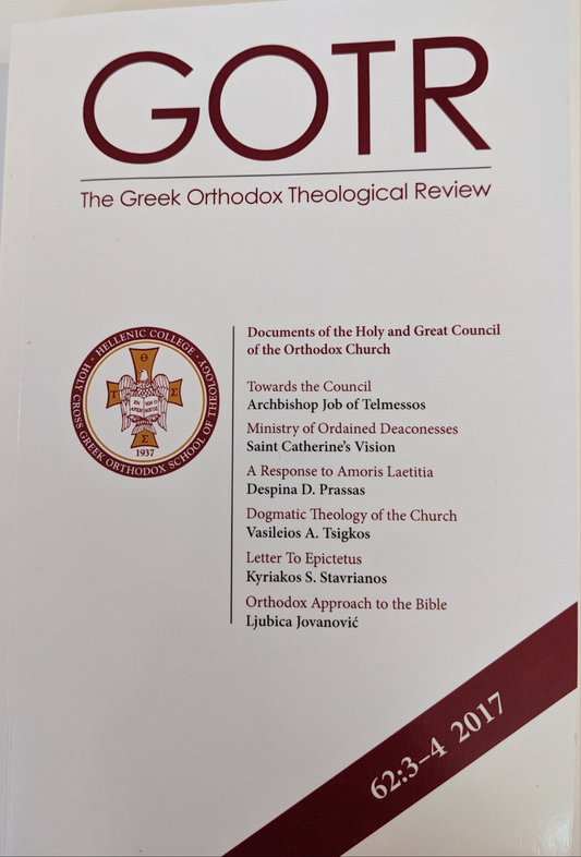 The Greek Orthodox Theological Review 62:3-4 2017