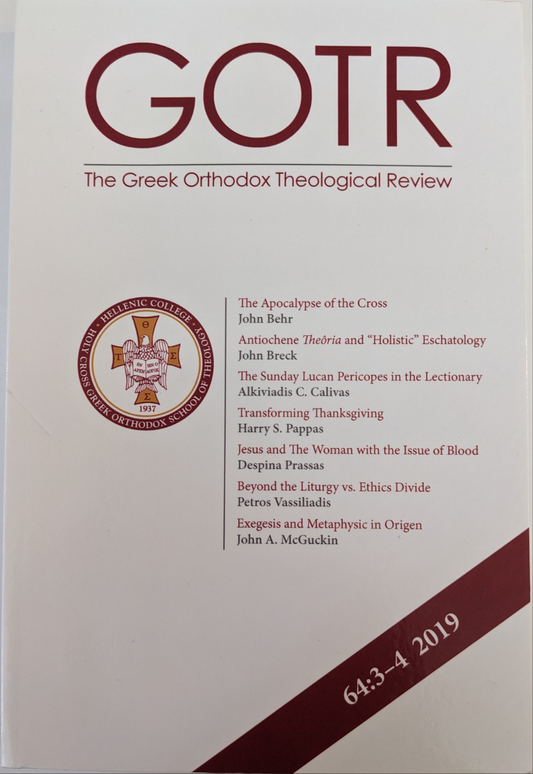 The Greek Orthodox Theological Review 64:3-4 2019