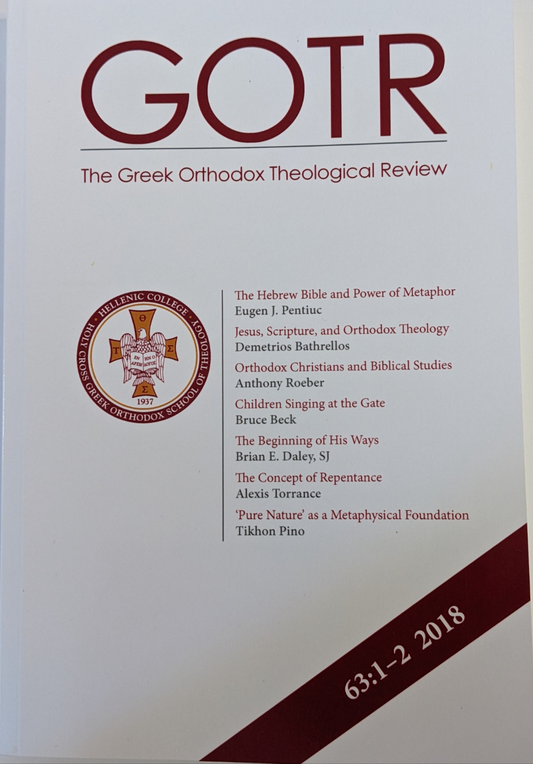 The Greek Orthodox Theological Review 63:1-2 2018