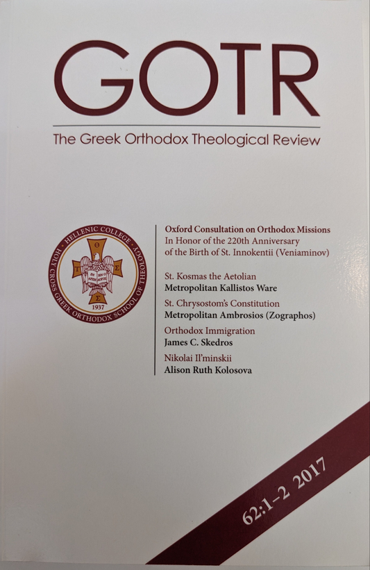 The Greek Orthodox Theological Review 62:1-2 2017