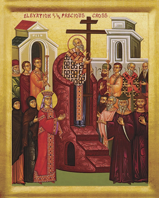 4x6 Icon of the Exaltation (Elevation) of the Precious Cross - 20th c