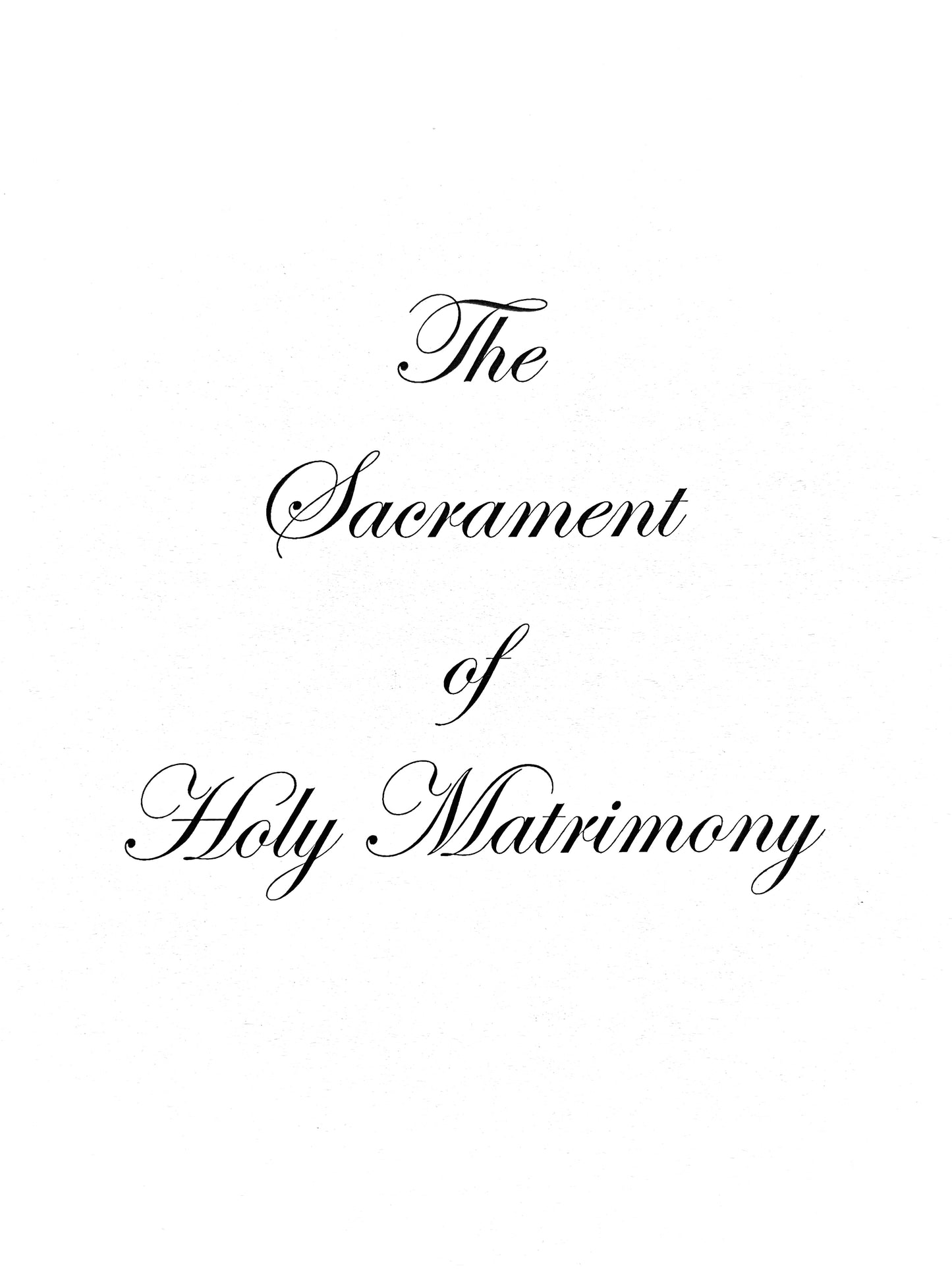 The Sacrament of Holy Matrimony (English)